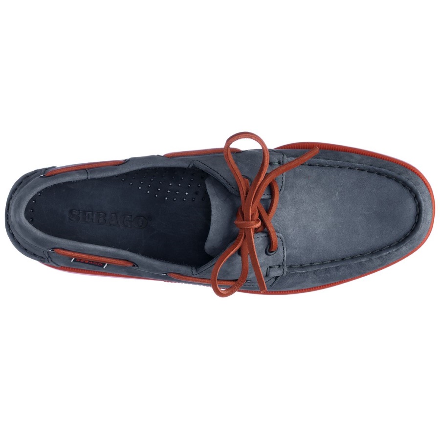 Docksides Portland Nubuk-navy Blauw & Rood Sebago Nederland