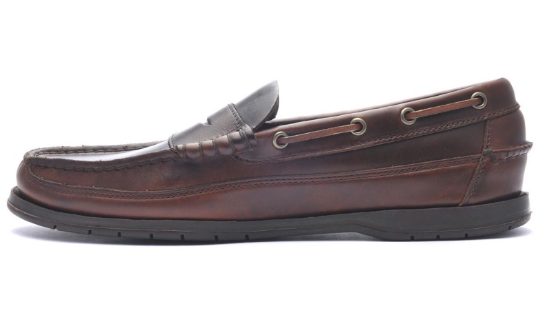 Bruine Gum Sebago Nederland Sloep Gewaxte Leren Loafer