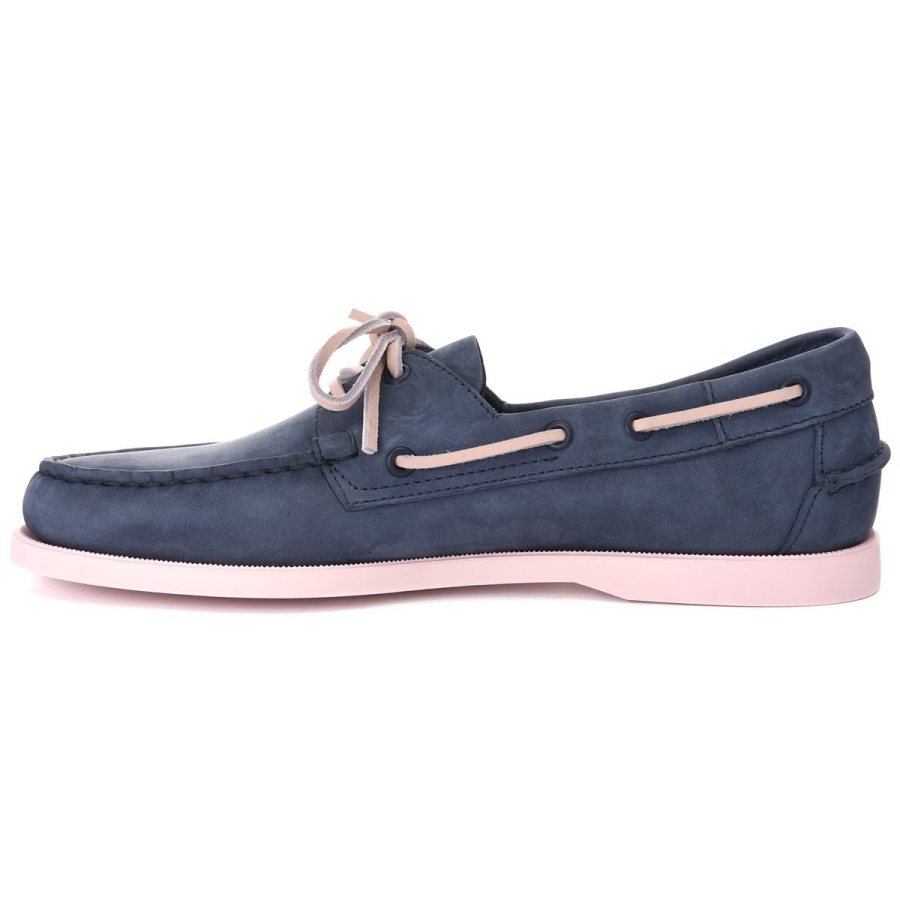 Sebago Nederland Docksides Portland Nubuk-navy Blauw & Roze