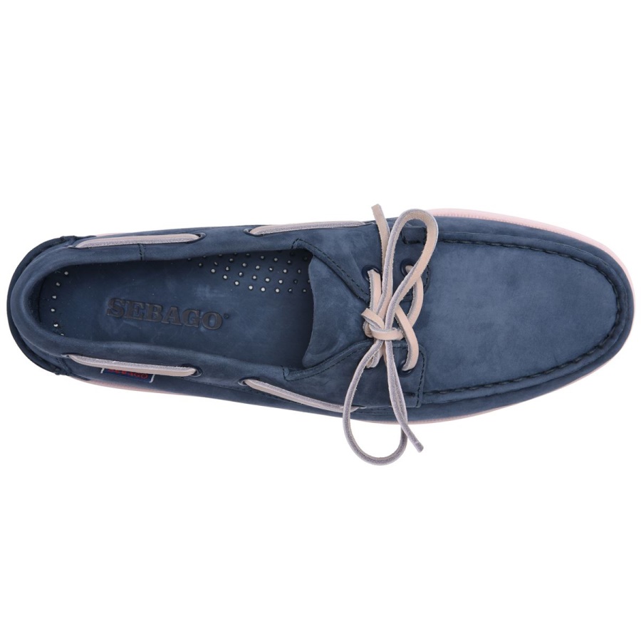 Sebago Nederland Docksides Portland Nubuk-navy Blauw & Roze