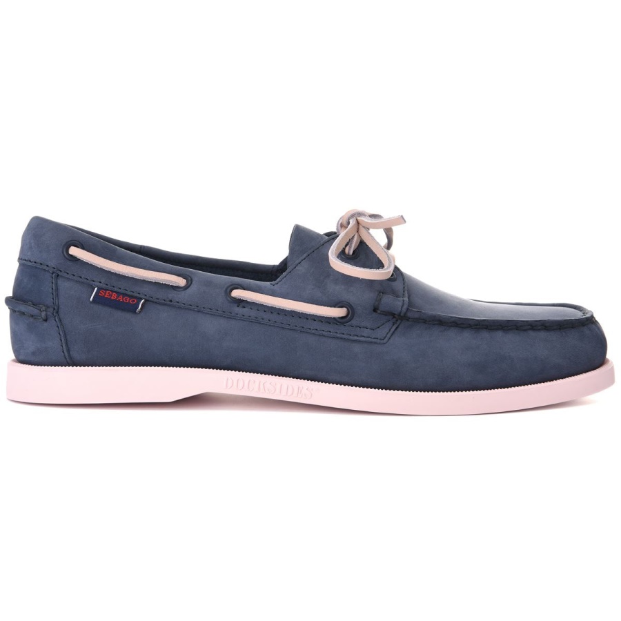 Sebago Nederland Docksides Portland Nubuk-navy Blauw & Roze