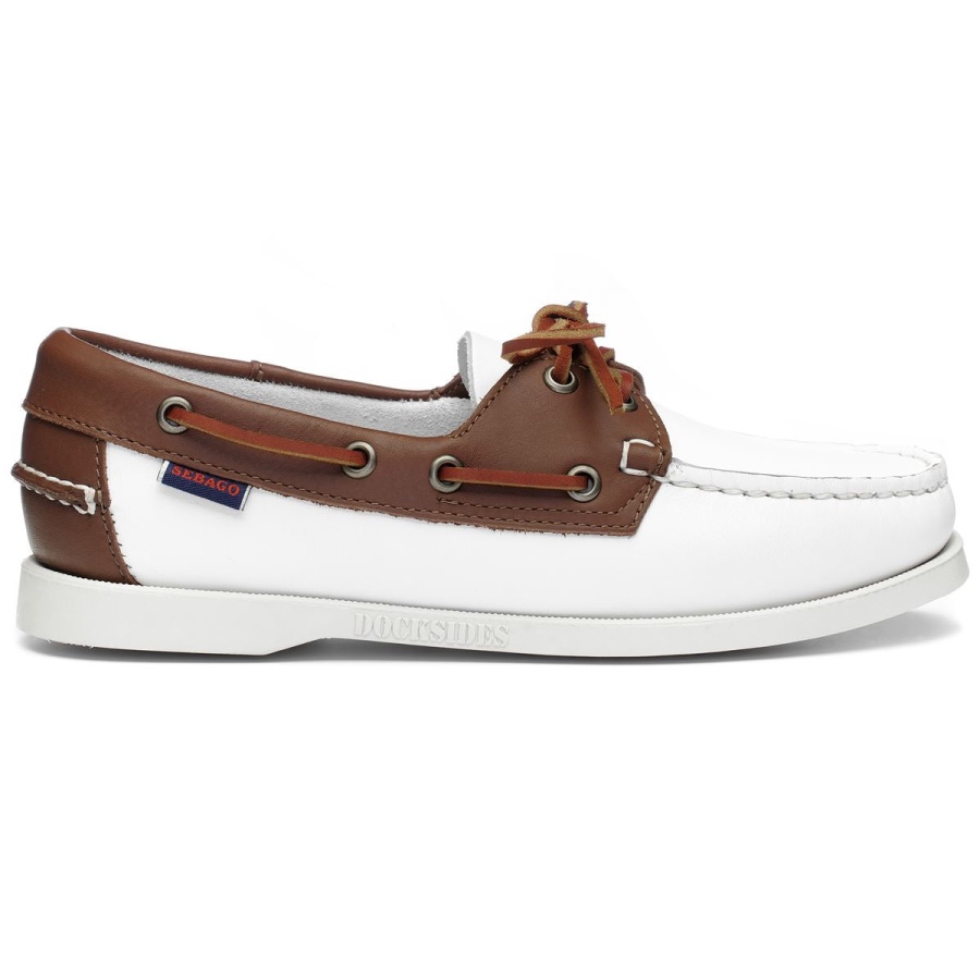 Sebago Docksides Portland Woman-wit En Bruin